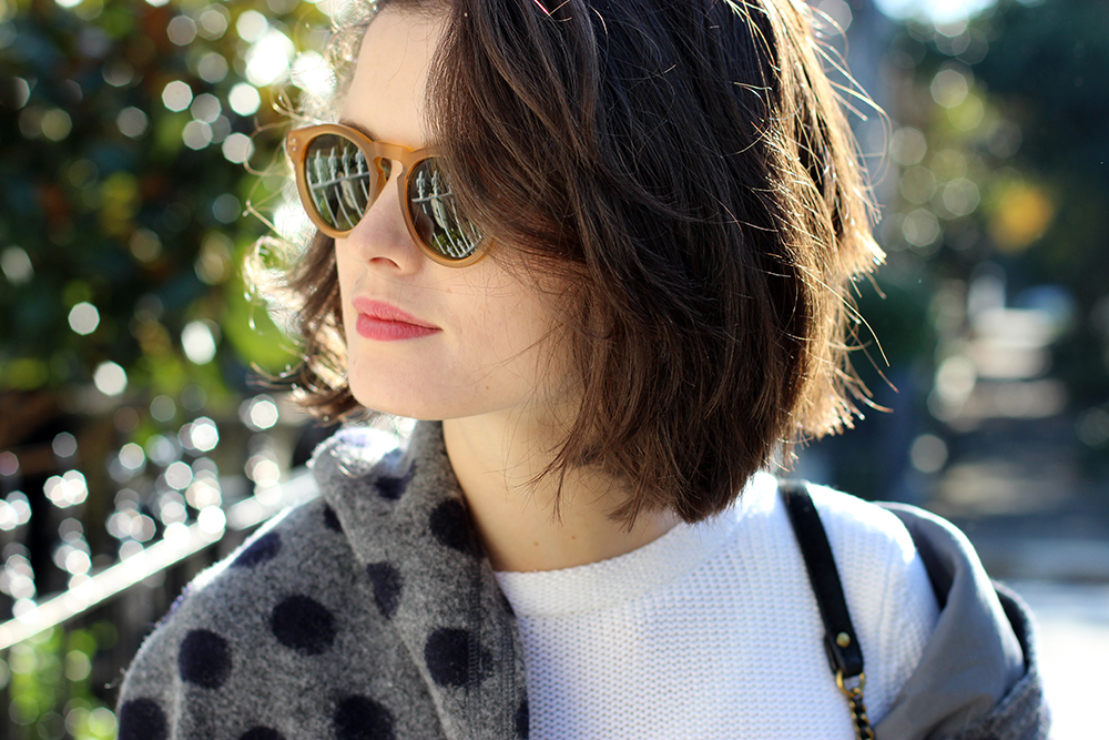 CHLOE CHILL FASHION BLOG | Chleo Hill Wearing Local supply sunglasses and Lee Mathews grey wool jacket on the streets of Paddington