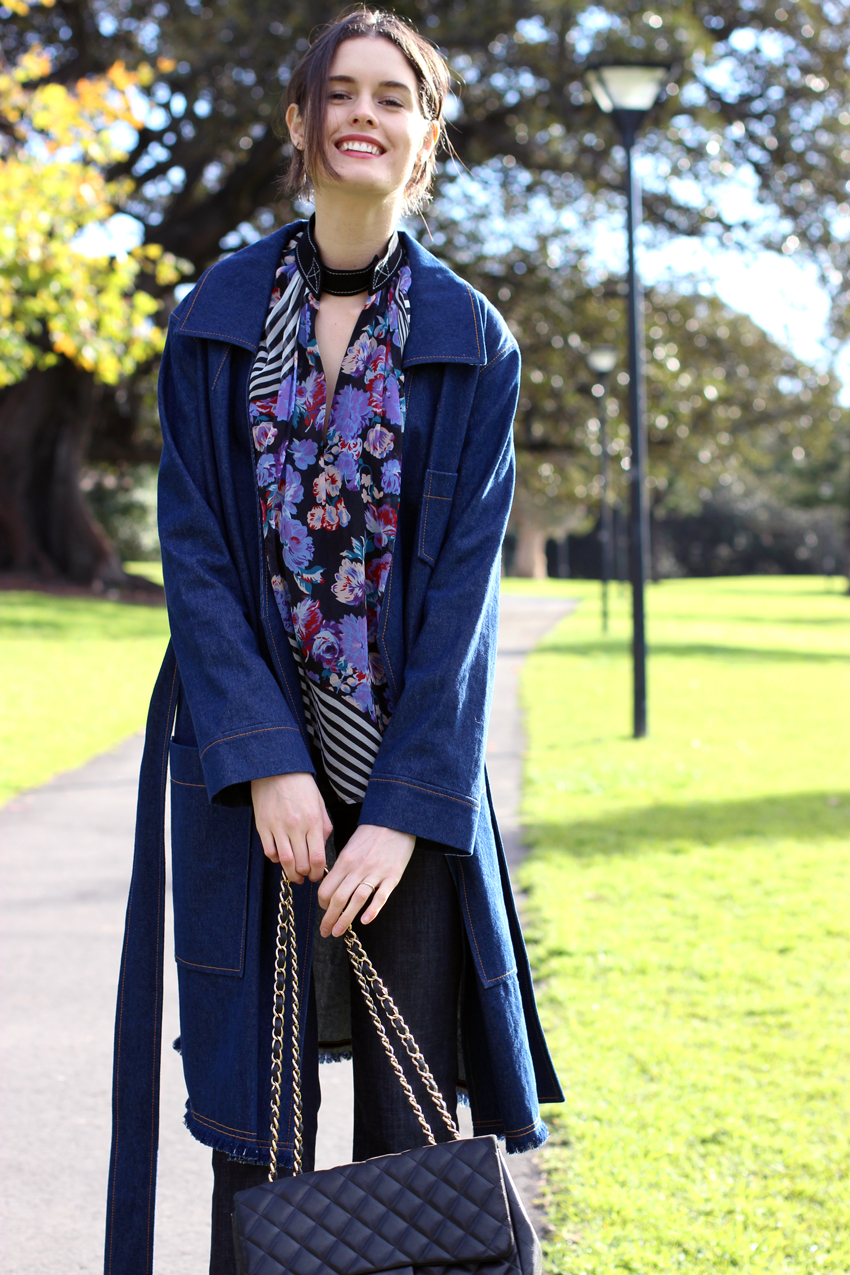CHLOE-C-HILL-SYDNEY-FASHION-BLOG-Karen-Walker-print-time-machine-top-and-frayed-dark-denim-jacket,-chanel-bag-and-citizens-of-humanity-jeans-in-Sydney's-Domain