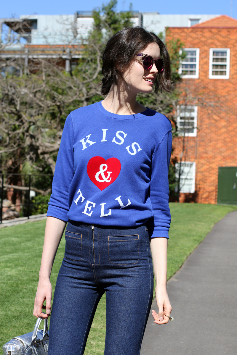 CHLOE-C-HILL-FASHION-BLOG-Chloe-Hill-Wearing-Zoe-Karssen-Kiss-and-tell-sweatshirt,-Karen-Walker-Cuffed-jeans-and-house-of-holland-sunglasses