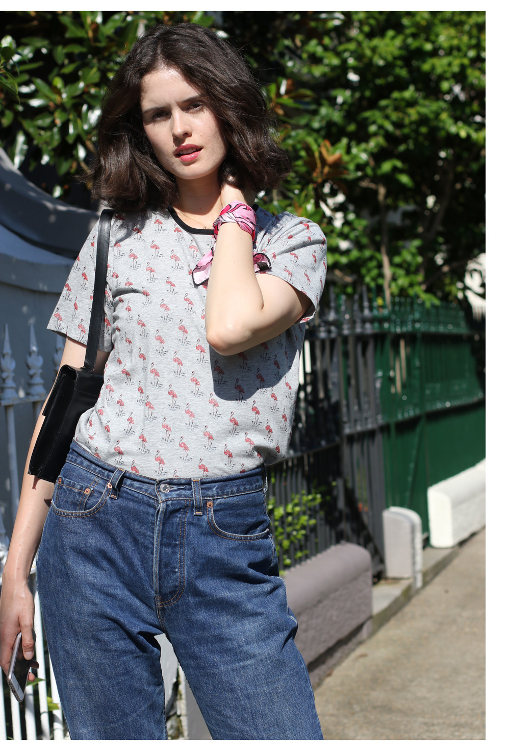 Australia based blogger and stylist Chloe Hill in Easton Pearson, vintage Levis and Miu Miu