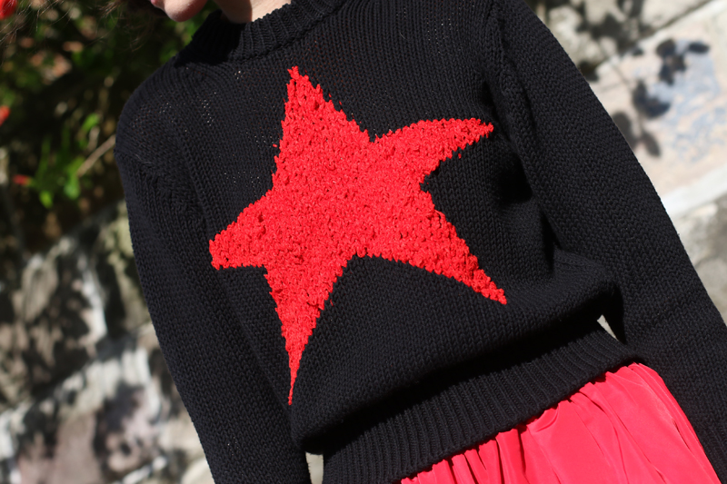 Diesel red and black star jumper on Chloe Chill Fashion Blog