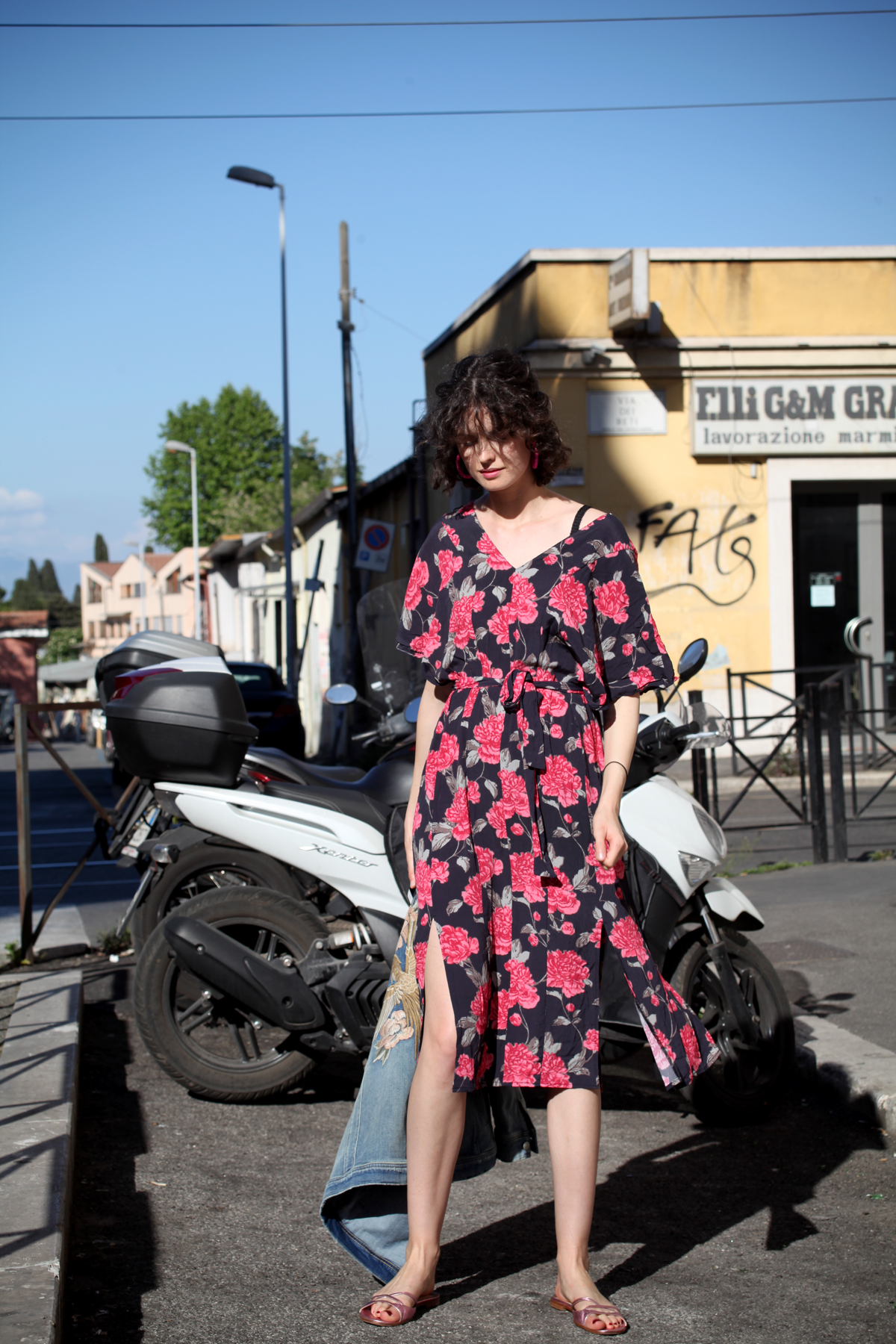 Chloe Hill wearing Sample and Mavi In Rome