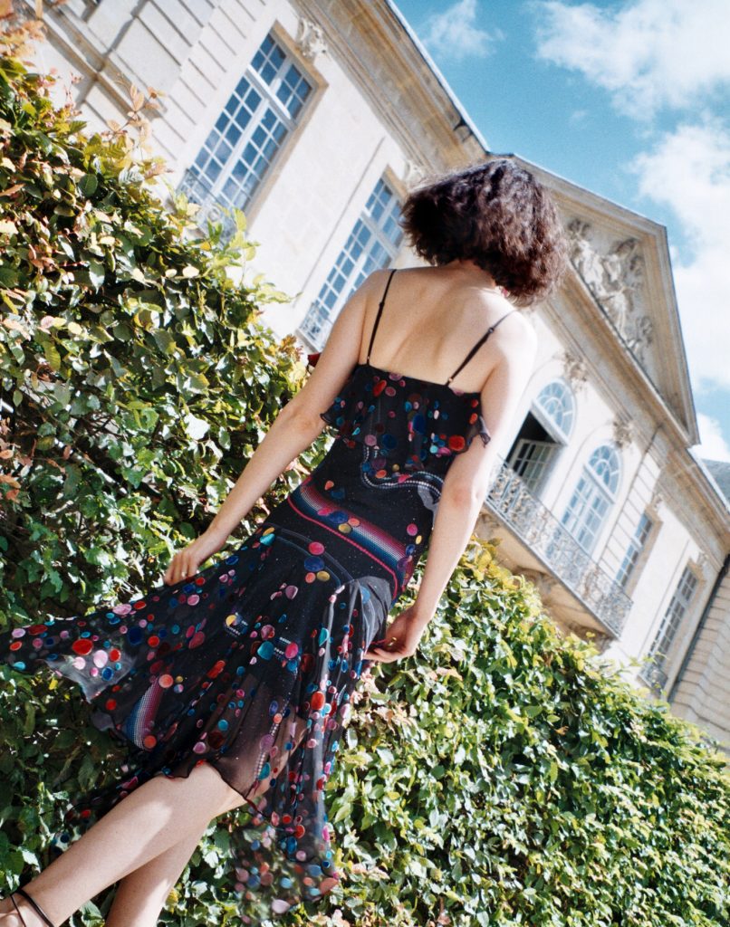 Romance Was Born Aura Aurora solar moon bias dress - Chloe Hill at Rodin Musee in Paris