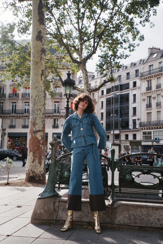 Chloe Hill - Rejina Pyo Daphne blue denim jacket and emily jeans in paris 3