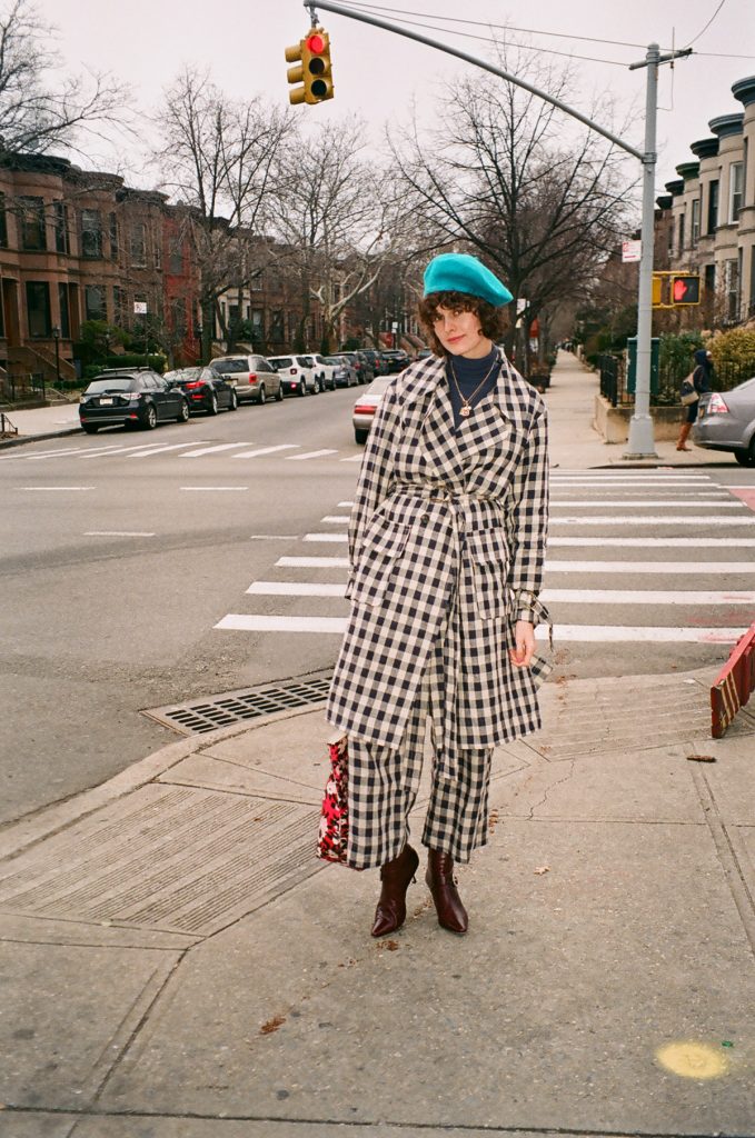 Lee Mathews checked trench and pants CHLOE HILL NEW YORK STREET STYLE 3
