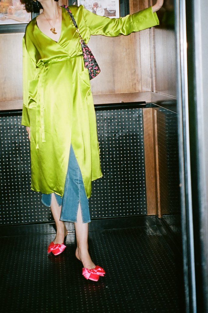 Topshop boutique lime green dress chloe hill fashion week 1
