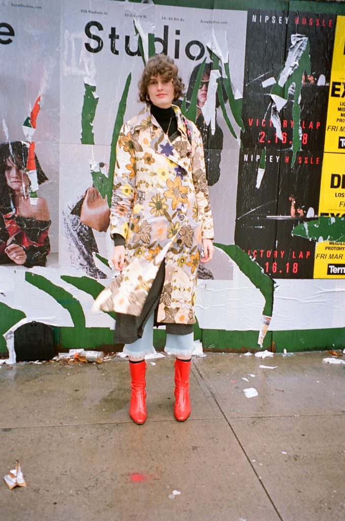 acne studios floral trench coat new york fashion week street style nyfw 3