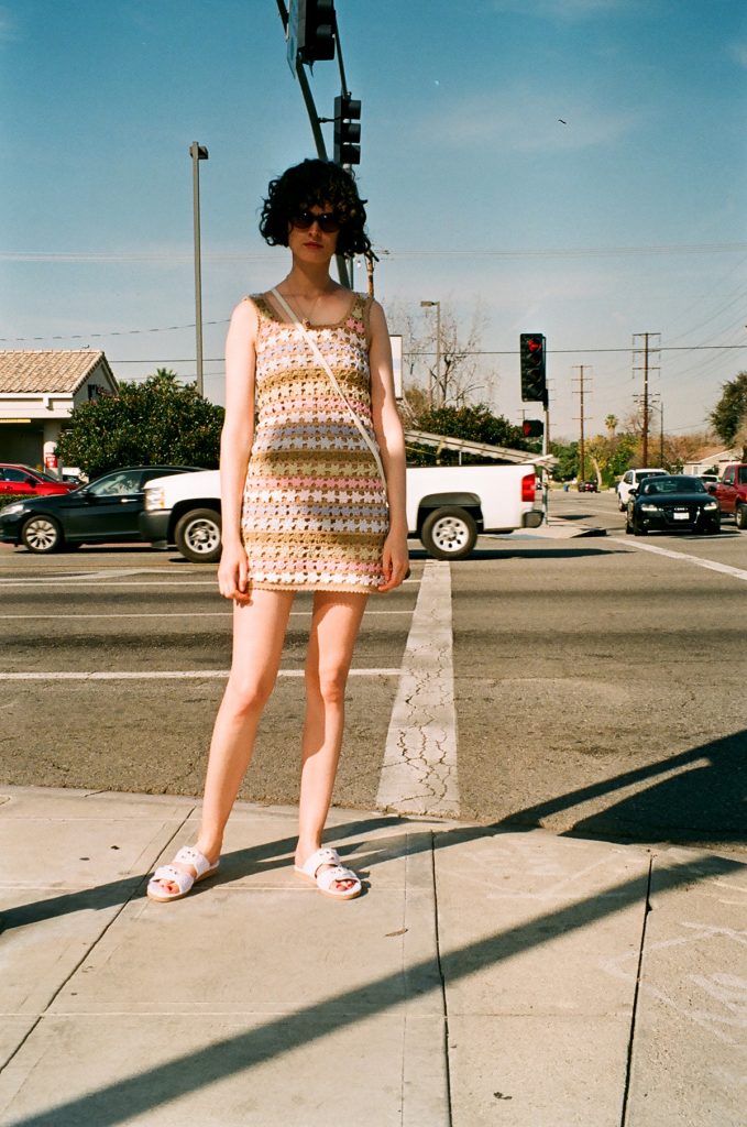 She made me pastel crochet dress in LA Chloe Hill 1