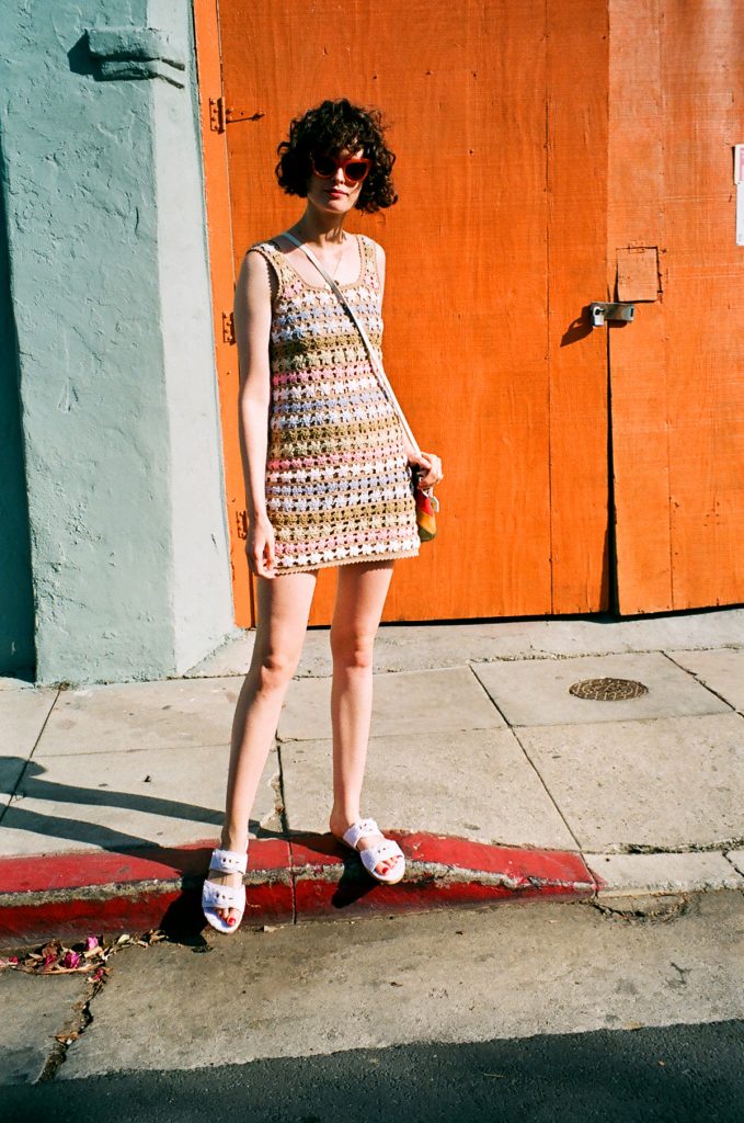 She made me pastel crochet dress in LA Chloe Hill 2